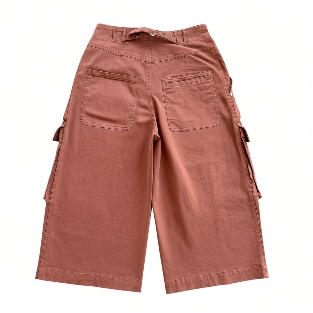 Maeve Cargo Long Bermuda Shorts Rust Orange Culottes Wide Leg Crop Pants Size 6 - Picture 4 of 9